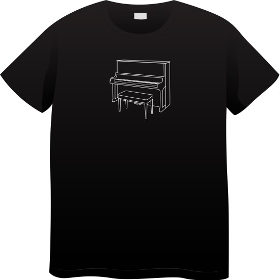 Marškinėliai su pianino siluetu