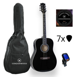 Condorwood AD-200 BK elektro-akustinė gitara su rinkiniu STARTER