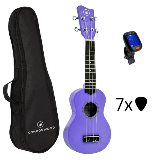 Condorwood US-2101 VTS soprano ukulelė su rinkiniu STARTER