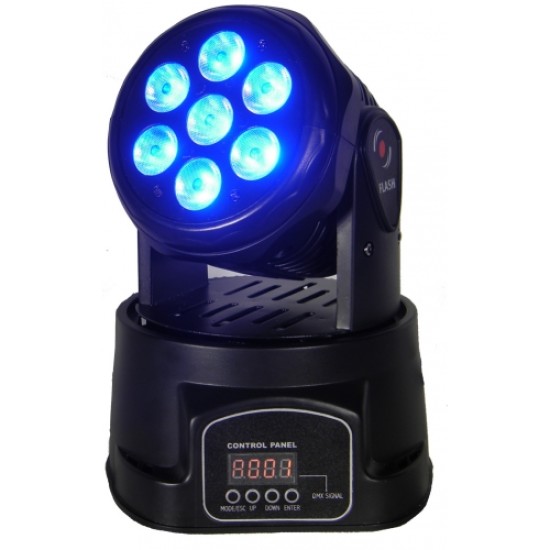 Flash LED 7x10W RGBW 4in1 judantis prožektorius Flash LED 7x10W RGBW 4in1 judantis prožektorius