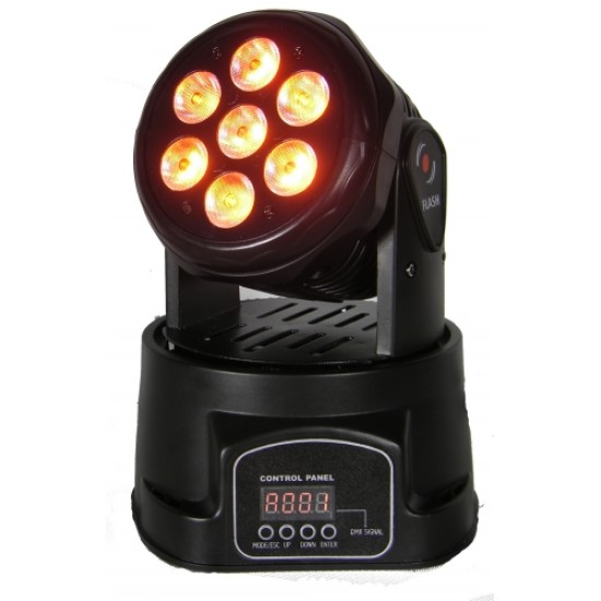 Flash LED 7x10W RGBW 4in1 judantis prožektorius Flash LED 7x10W RGBW 4in1 judantis prožektorius